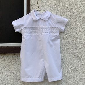 Smocked Petit Bebe Jon Jon 18M White